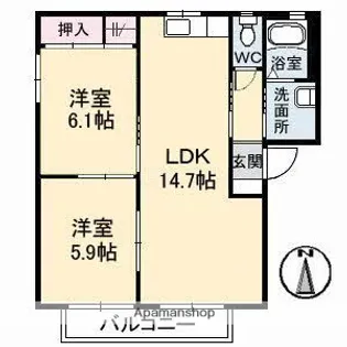 ファミールひらのや【1階】の間取り