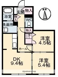 2DKの間取り画像