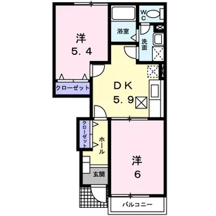 2DKの間取り画像