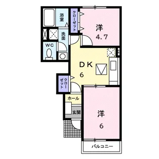 ア・サンテB【1階】の間取り