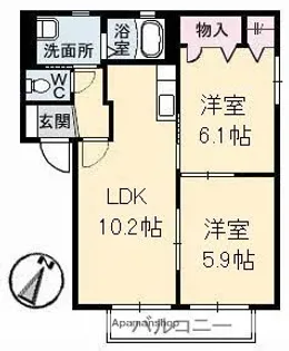 シャーメゾン K 参番館【202号室】の間取り