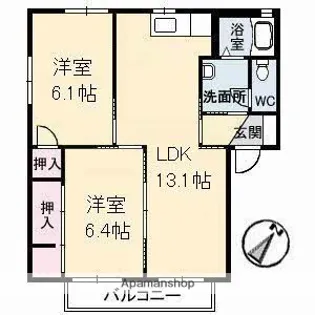 ハミングバード C棟【101号室】の間取り