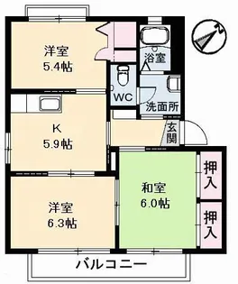 グランドメゾン中之町【202号室】の間取り