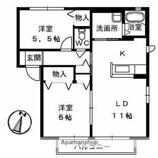 ツインズK.K Ⅰ棟【1階】の間取り