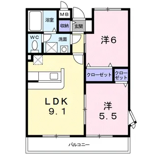 ノースインウィステリア【2階】の間取り