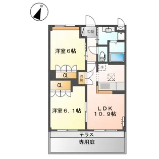 グランピエールA【107号室】の間取り