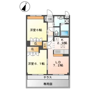 グランピエールA【102号室】の間取り