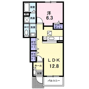 ラフィネB【1階】の間取り