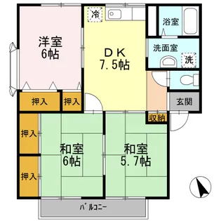 プレジール大前 A棟【202号室】の間取り