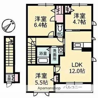 広島県府中市中須町【アパート】の間取り