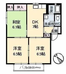 ヴィラパルクウカイ B棟【2階】の間取り