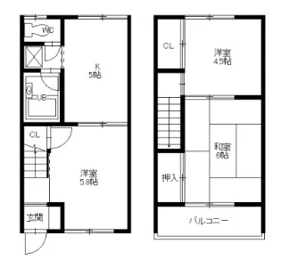 広島県福山市駅家町大字万能倉【テラスハウス】の間取り