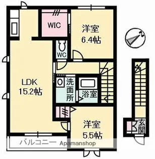 グランドメゾン水呑 B棟【2階】の間取り