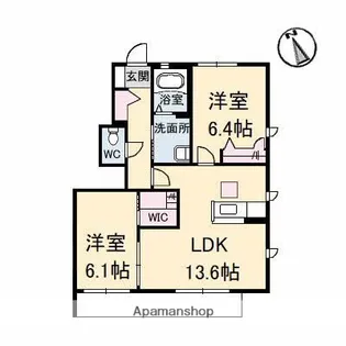 広島県福山市多治米町3丁目【アパート】の間取り