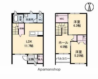 広島県福山市水呑町【テラスハウス】の間取り