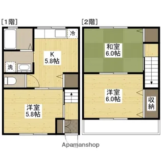 広島県福山市駅家町大字万能倉【テラスハウス】の間取り
