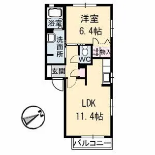 アメニックス福山 14番館【2階】の間取り