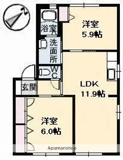 エム アール イー E棟【1階】の間取り