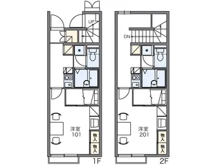 レオパレスブルューテブルューテ【208号室】の間取り