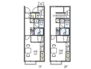 レオパレスコート ダジュールⅡ【201号室】の間取り