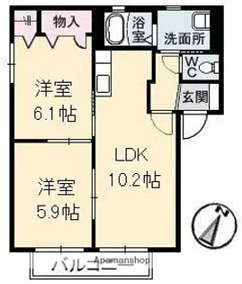 シャーメゾン K 参番館【201号室】の間取り