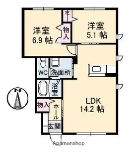 グランドメゾン片島 D棟【1階】の間取り