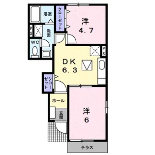 プラシードB【1階】の間取り