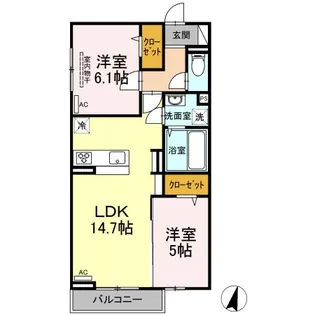 ホームバリー湯野【205号室】の間取り