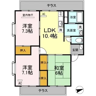 リシェスマツイB棟【1階】の間取り