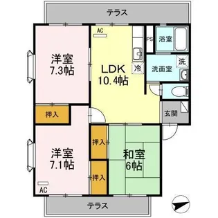 リシェスマツイB棟【3階】の間取り
