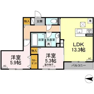 グランシャリオ東深津【1階】の間取り