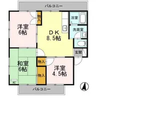 エバーグリーン手城 A棟【3階】の間取り