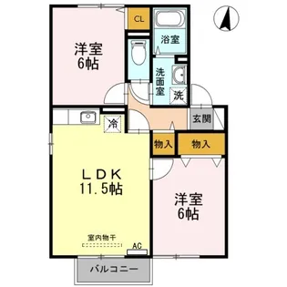 グリーンベルズ C棟【2階】の間取り