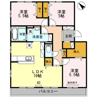 ファミーユスクエアー B棟【3階】の間取り