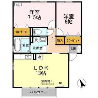 ジュアン ボヌール A棟【2階】の間取り