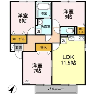 ユーハイム【202号室】の間取り