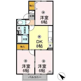 ディアコート八幡【1階】の間取り