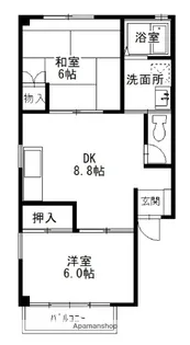 クレール美の浜【C-1号室】の間取り