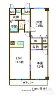サンステージ東川口【1階】の間取り