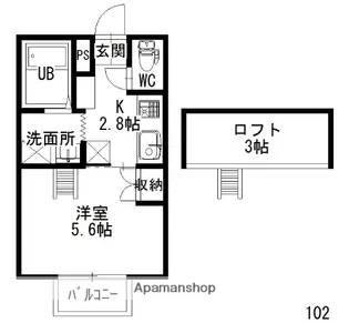 チェルシーハウス【102号室】の間取り