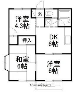 コーポ松岡【E203号室】の間取り