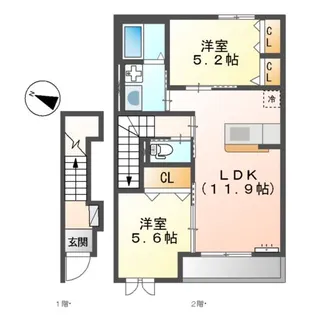 ドゥ・ミルピエール【2階】の間取り