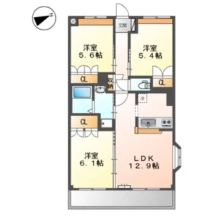 愛瑠(エル)【3階】の間取り