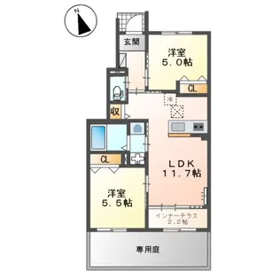 ハレカピリナ新涯【1階】の間取り