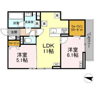 ベルヴィオラ西深津【1階】の間取り