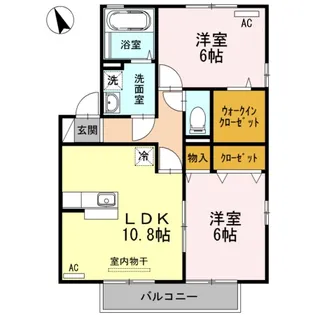 アブニール新涯 A棟【A201号室】の間取り