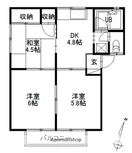 ピュアヒルクレスト【1-102号室】の間取り