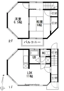 テラスハウスM’S【201号室】の間取り
