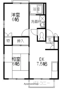 ディオール美の浜【202号室】の間取り