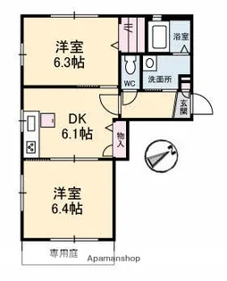 オーシャンビュー駿河【1階】の間取り